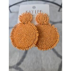 Kay Lee Orange Circle Beaded Earrings New